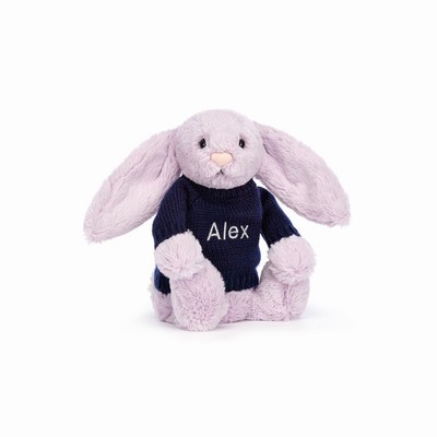 Jellycat Bashful Lilac Konijn with Navy Jumper | MA5308976